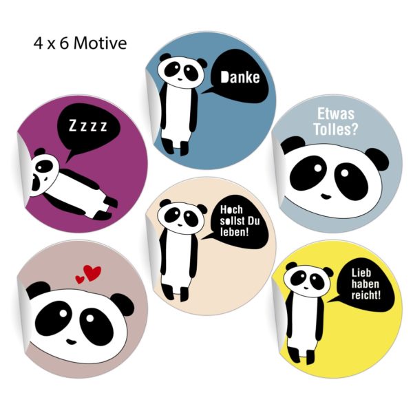 Kartenkaufrausch: kunterbunte Panda Aufkleber aus unserer Tier Papeterie in multicolor