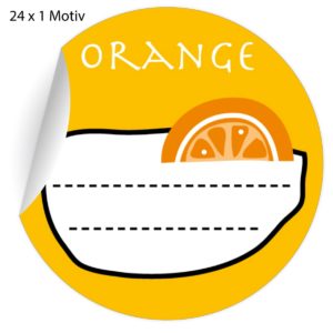 Kartenkaufrausch: Orangen Marmeladen Aufkleber aus unserer Designer Papeterie in orange
