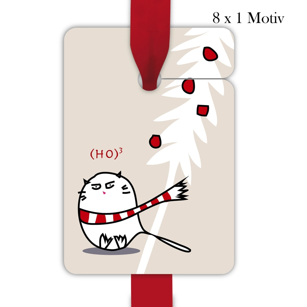Kartenkaufrausch: Geschenk Anhänger grumpy Katze aus unserer Weihnachts Papeterie in beige