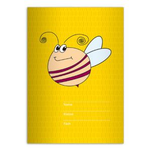 Lustige Schulhefte mit großer Biene, gelb