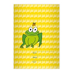 Kartenkaufrausch: Glücksfrosch Notizheft/ Schulheft mit Froschkönig aus unserer Schul Papeterie in gelb
