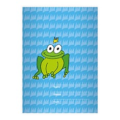 Kartenkaufrausch: Glücksfrosch Notizheft/ Schulheft mit Froschkönig aus unserer Schul Papeterie in hellblau
