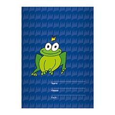 Kartenkaufrausch: Fröhliches Glücksfrosch Notizheft/ Schulheft aus unserer Schul Papeterie in blau