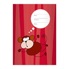 Kartenkaufrausch: Affen Notizheft/ Schulheft mit aus unserer Schul Papeterie in rot