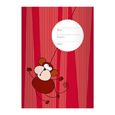 Kartenkaufrausch: Affen Notizheft/ Schulheft mit Liane aus unserer Schul Papeterie in rot