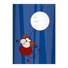 Kartenkaufrausch: Affen Notizheft/ Schulheft mit Liane aus unserer Schul Papeterie in blau