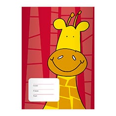 Kartenkaufrausch: Notizheft/ Schulheft mit süßer Giraffe aus unserer Schul Papeterie in rot