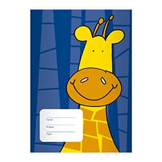 Kartenkaufrausch: Notizheft/ Schulheft mit süßer Giraffe aus unserer Schul Papeterie in blau