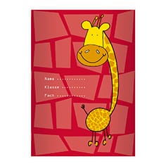 Kartenkaufrausch: Notizheft/ Schulheft mit fröhlicher Giraffe aus unserer Schul Papeterie in rot