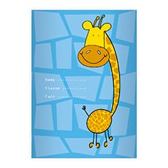 Kartenkaufrausch: Notizheft/ Schulheft mit fröhlicher Giraffe aus unserer Schul Papeterie in hellblau