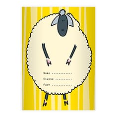 Kartenkaufrausch: Notizheft/ Schulheft mit einem Schaf aus unserer Schul Papeterie in gelb