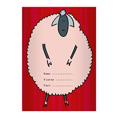 Kartenkaufrausch: Notizheft/ Schulheft mit einem Schaf aus unserer Schul Papeterie in rot