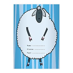 Kartenkaufrausch: Notizheft/ Schulheft mit einem Schaf aus unserer Schul Papeterie in hellblau