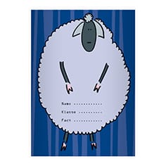 Kartenkaufrausch: Notizheft/ Schulheft mit einem Schaf aus unserer Schul Papeterie in blau