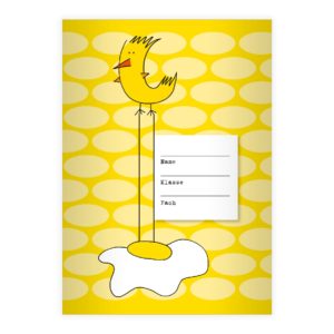 Kartenkaufrausch: Vogel Notizheft/ Schulheft mit Spiegelei aus unserer Schul Papeterie in gelb