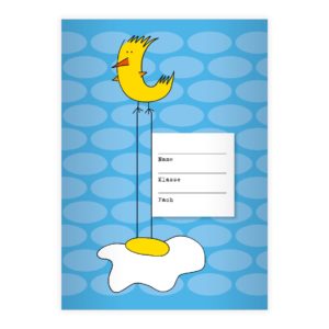 Kartenkaufrausch: Vogel Notizheft/ Schulheft mit Spiegelei aus unserer Schul Papeterie in hellblau