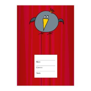 Kartenkaufrausch: Nettes Vogel Notizheft/ Schulheft aus unserer Schul Papeterie in rot
