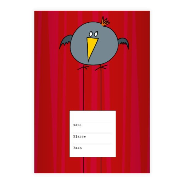 Kartenkaufrausch: Nettes Vogel Notizheft/ Schulheft aus unserer Schul Papeterie in rot