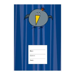 Kartenkaufrausch: Vogel Notizheft/ Schulheft mit Raben aus unserer Schul Papeterie in blau