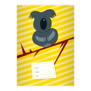 Kartenkaufrausch: Koala Notizheft/ Schulheft auf Streifen aus unserer Schul Papeterie in gelb
