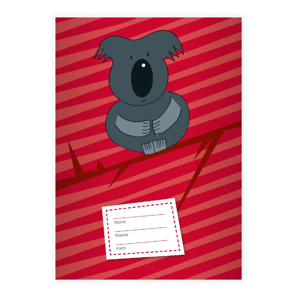 Kartenkaufrausch: Koala Notizheft/ Schulheft auf Streifen aus unserer Schul Papeterie in rot