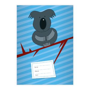 Kartenkaufrausch: Koala Notizheft/ Schulheft auf Streifen aus unserer Schul Papeterie in hellblau