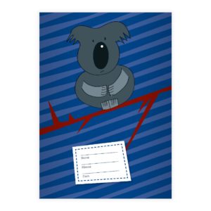 Kartenkaufrausch: Koala Notizheft/ Schulheft auf Streifen aus unserer Schul Papeterie in blau