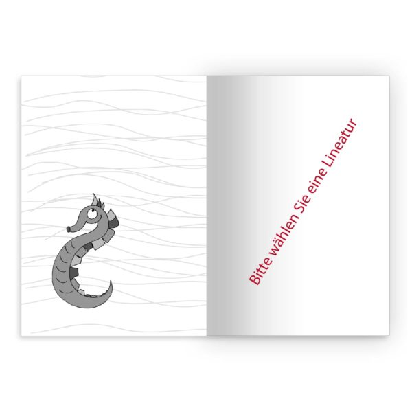 Kartenkaufrausch Notizheft in rot: Seepferdchen Notizheft/ Schulheft auf Wellen