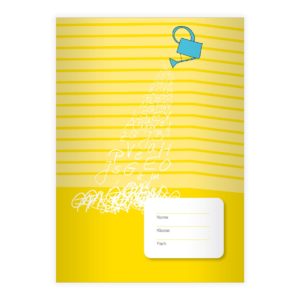 Kartenkaufrausch: Gießkannen Notizheft/ Schulheft auf Streifen aus unserer Designer Papeterie in gelb