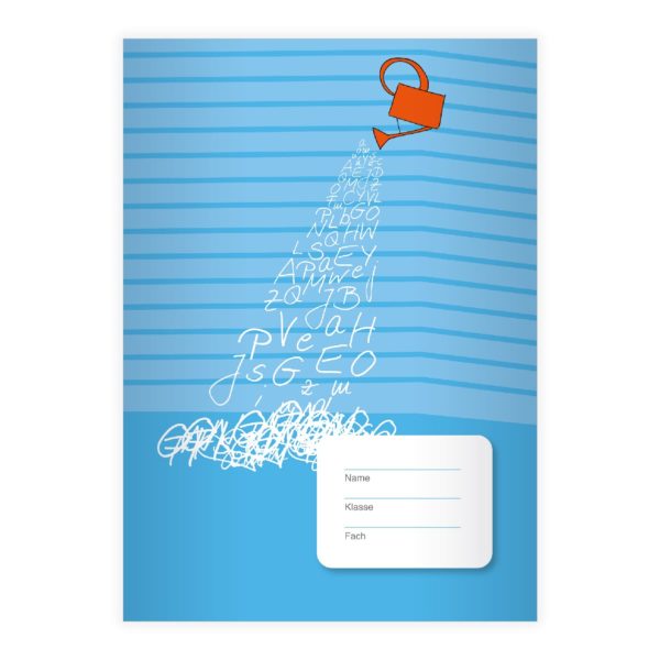 Kartenkaufrausch: Gießkannen Notizheft/ Schulheft auf Streifen aus unserer Designer Papeterie in hellblau