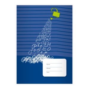Kartenkaufrausch: Gießkannen Notizheft/ Schulheft auf Streifen aus unserer Designer Papeterie in blau