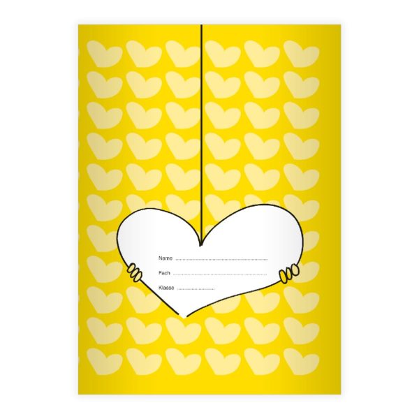 Kartenkaufrausch: Notizheft/ Schulheft auf Herzen aus unserer Designer Papeterie in gelb