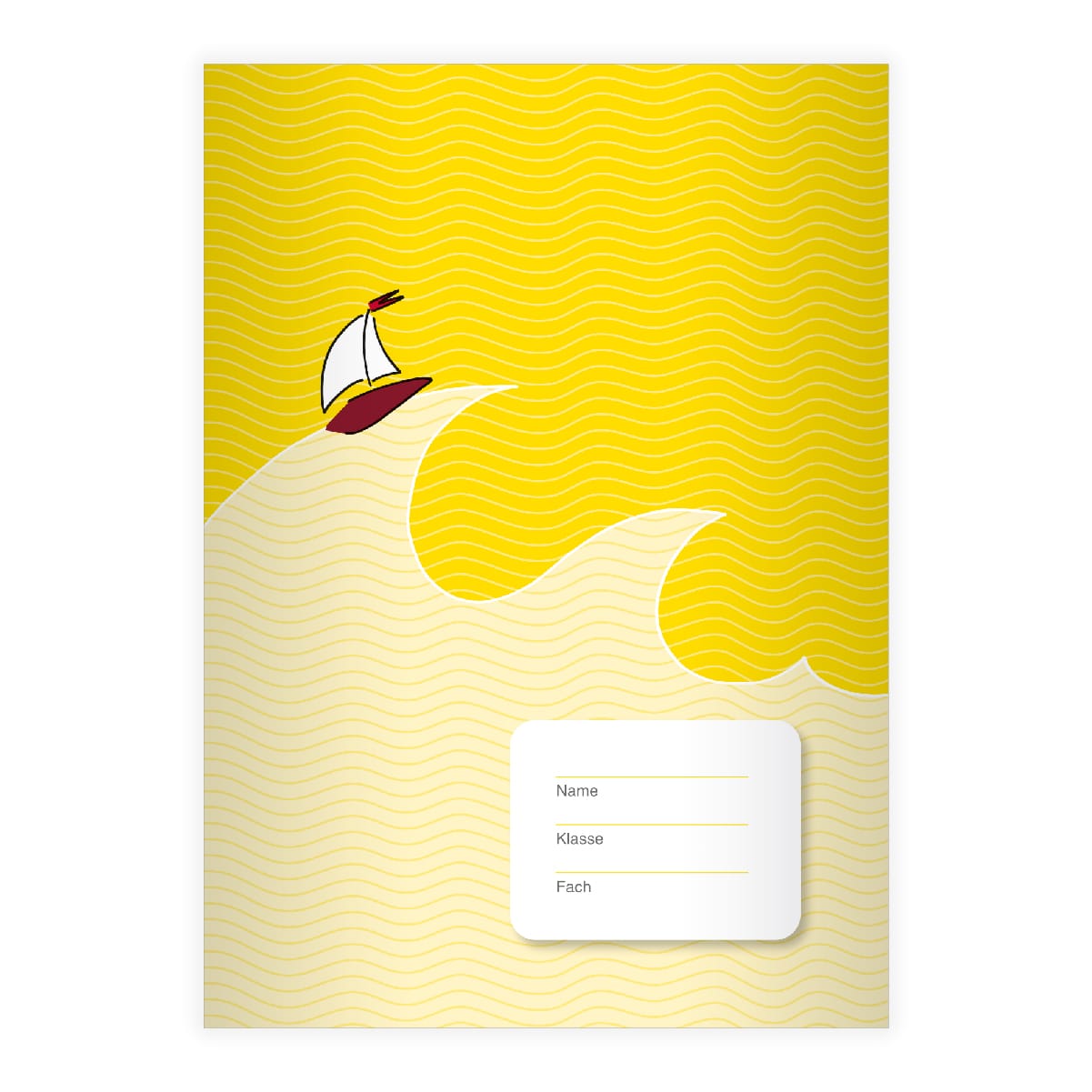 Kartenkaufrausch: Notizheft/ Schulheft mit Boot aus unserer Schul Papeterie in gelb