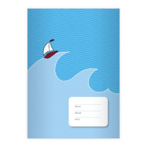 Kartenkaufrausch: Notizheft/ Schulheft mit Boot aus unserer Schul Papeterie in hellblau