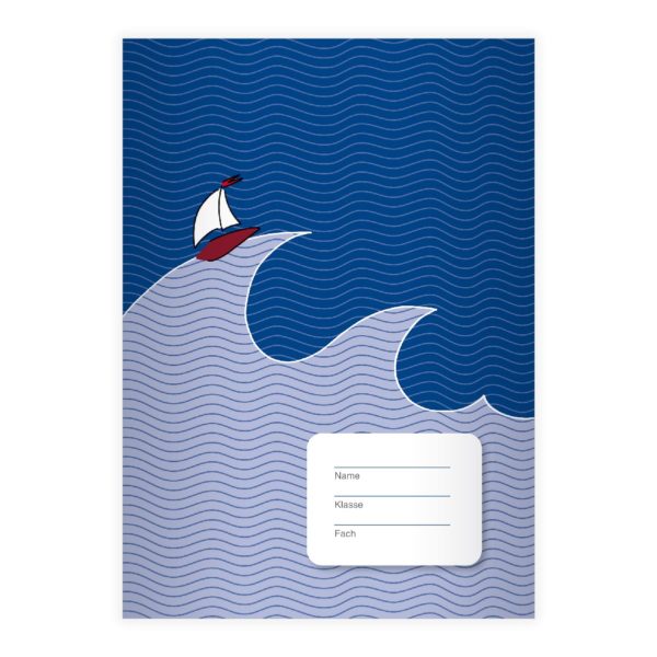 Kartenkaufrausch: Notizheft/ Schulheft mit Boot aus unserer Schul Papeterie in blau