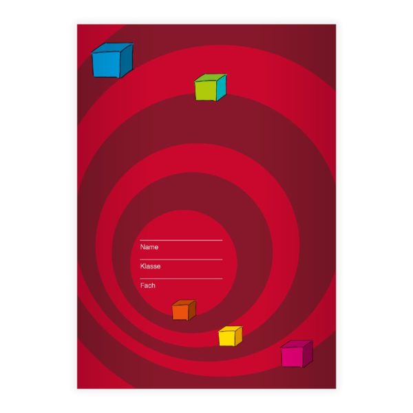 Kartenkaufrausch: Notizheft/ Schulheft mit Quadern aus unserer Designer Papeterie in rot