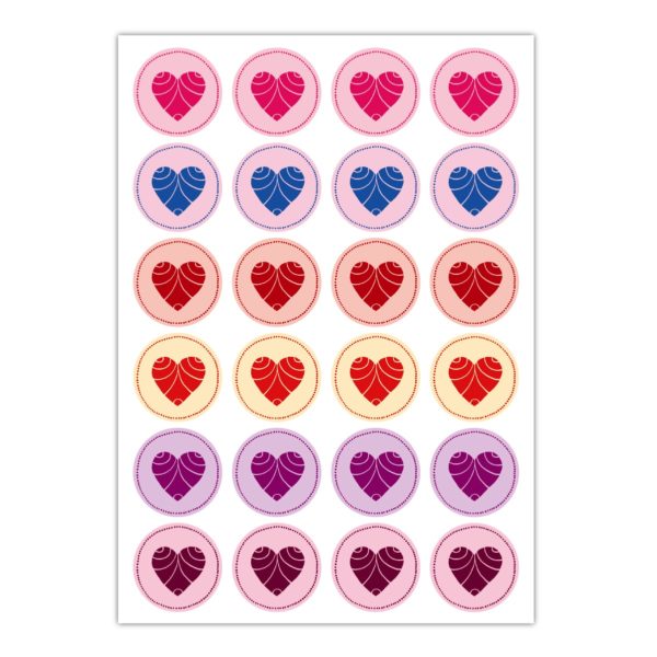 Kartenkaufrausch Sticker in multicolor: Aufkleber mit wunderschönen Herzen