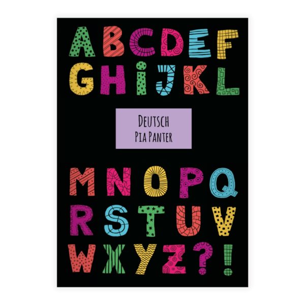 Kartenkaufrausch: Buntes Buchstaben Notizheft/ Schulheft aus unserer Kinder Papeterie in rosa mit Ihrem Text