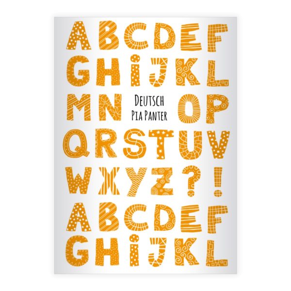 Kartenkaufrausch: Lustiges Buchstaben Notizheft/ Schulheft aus unserer Kinder Papeterie in orange mit Ihrem Text