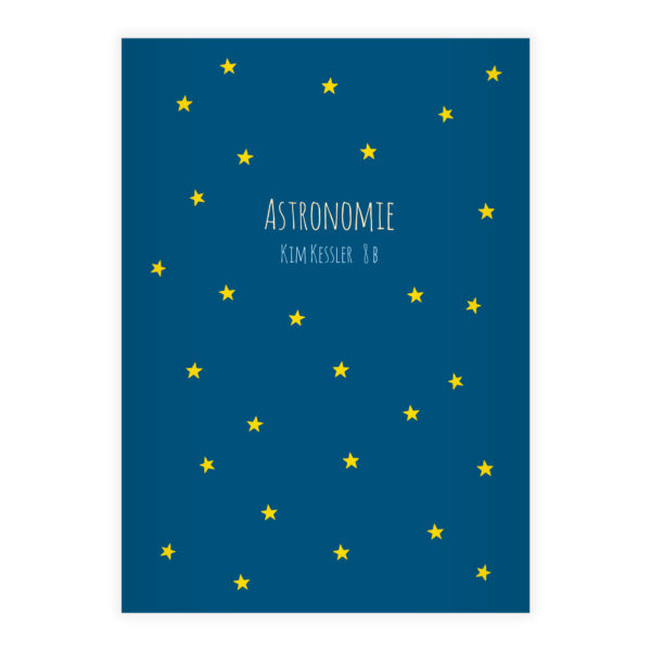 Kartenkaufrausch: Notizheft/ Schulheft mit Sternen aus unserer Schul Papeterie in blau mit Ihrem Text