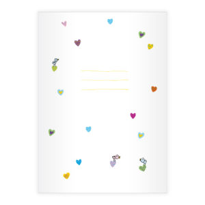 Kartenkaufrausch: Notizheft/ Schulheft mit bunten Herzen aus unserer Schul Papeterie in weiß