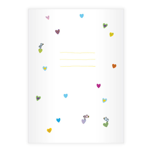 Kartenkaufrausch: Notizheft/ Schulheft mit bunten Herzen aus unserer Schul Papeterie in weiß