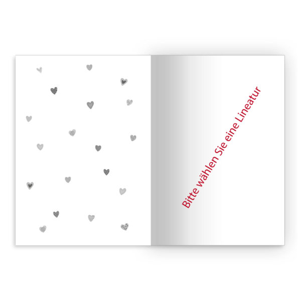 Kartenkaufrausch Notizheft in weiß: Notizheft/ Schulheft mit bunten Herzen