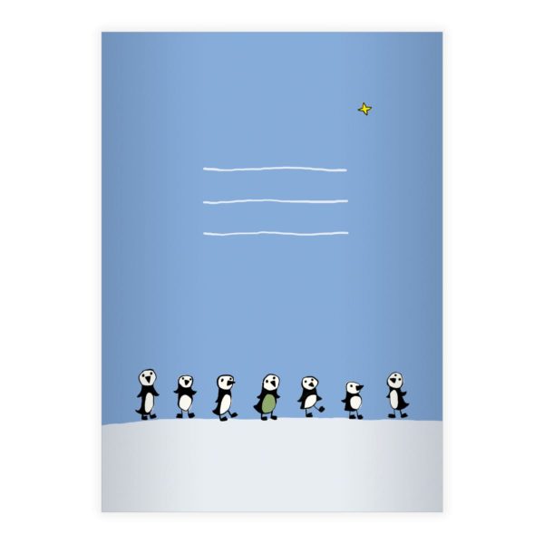 Kartenkaufrausch: Pinguin Notizheft/ Schulheft mit Sternchen aus unserer Schul Papeterie in blau
