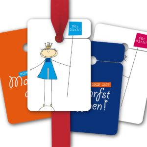 Hänge Etiketten: Geschenkanhänger für ihr überraschendes Geschenk aus unserer Geburtstags Papeterie in multicolor