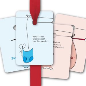 Hänge Etiketten: niedliche Geschenkanhänger mit Babysachen aus unserer Geburt Papeterie in rosa