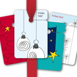 Hänge Etiketten: 8 edle Weihnachts Geschenkanhänger aus unserer Weihnachts Papeterie in multicolor