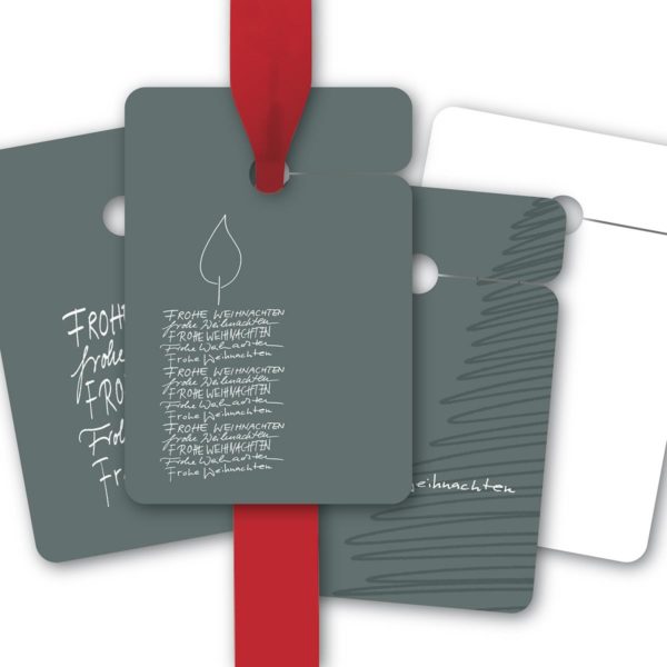 Hänge Etiketten: Weihnachts Geschenkanhänger mit Kerze aus unserer Weihnachts Papeterie in weiß