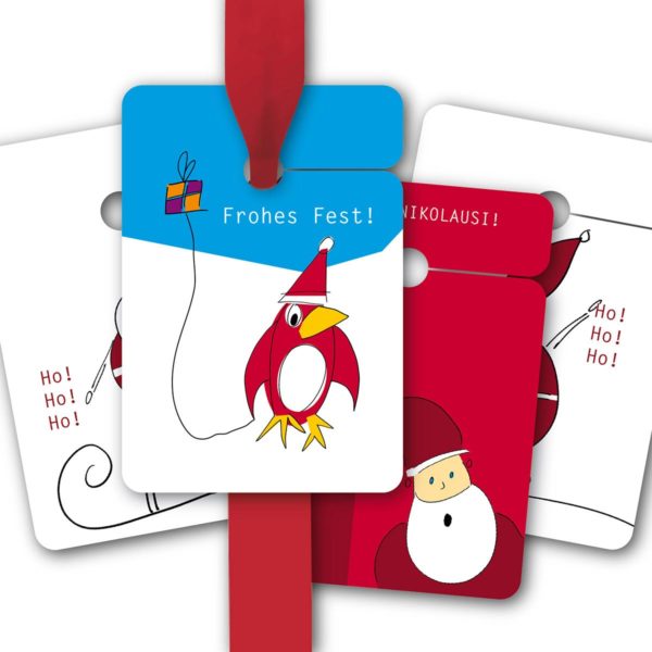Hänge Etiketten: Geschenkanhänger mit Nikolaus aus unserer Weihnachts Papeterie in multicolor