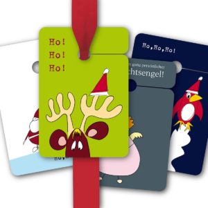 Hänge Etiketten: Geschenkanhänger mit Elch, Engel aus unserer Weihnachts Papeterie in multicolor